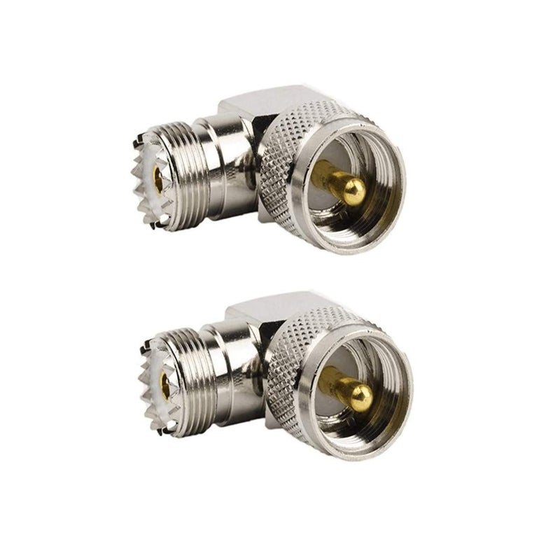 bnafes UHF Male PL259 to Female SO239 RF Coaxial Adapter, UHF 90Â°Right Angle Connector, F Type Female to Male Connector for CB Radio Antenna, Wireless LAN Devices, Coaxial Cable 2-Pack - Image 1